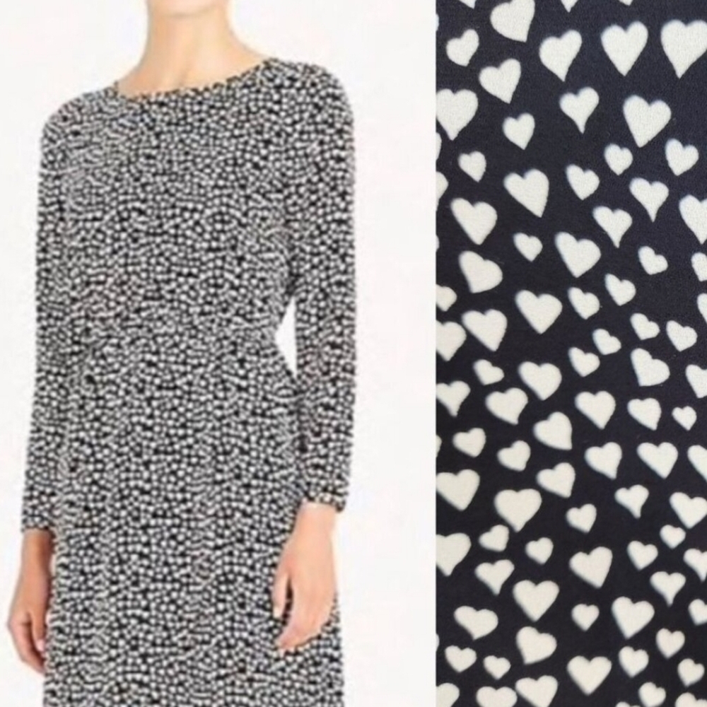 J.Crew Mercantile Heart Patterned Black and White Knee Length Dress